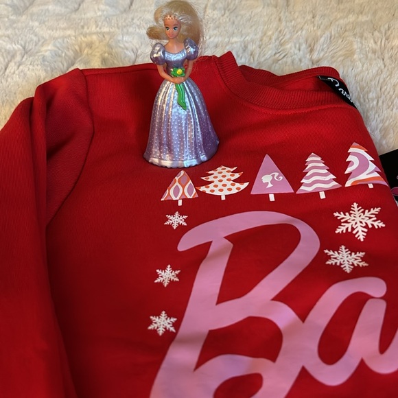 NWT beautiful festive red Barbie sweatshirt & vintage collectible mini doll! - Picture 12 of 14